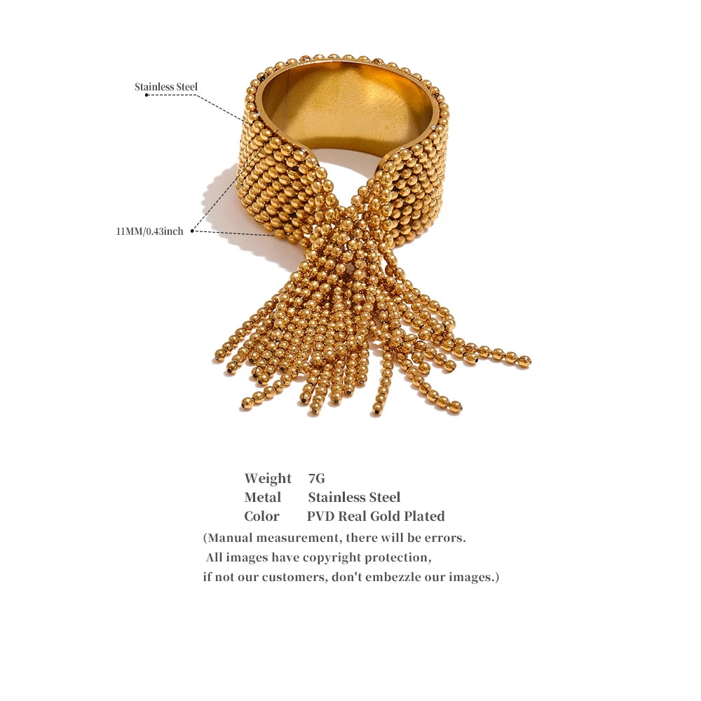 Bague chaîne gland – Acier inoxydable plaqué or 18K, réglable