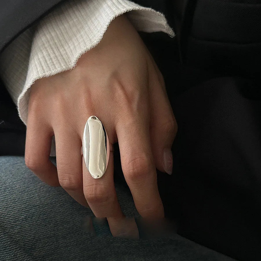 Ovaler Ring aus 925er Silber – minimalistisches & Retro-Design, größenverstellbar
