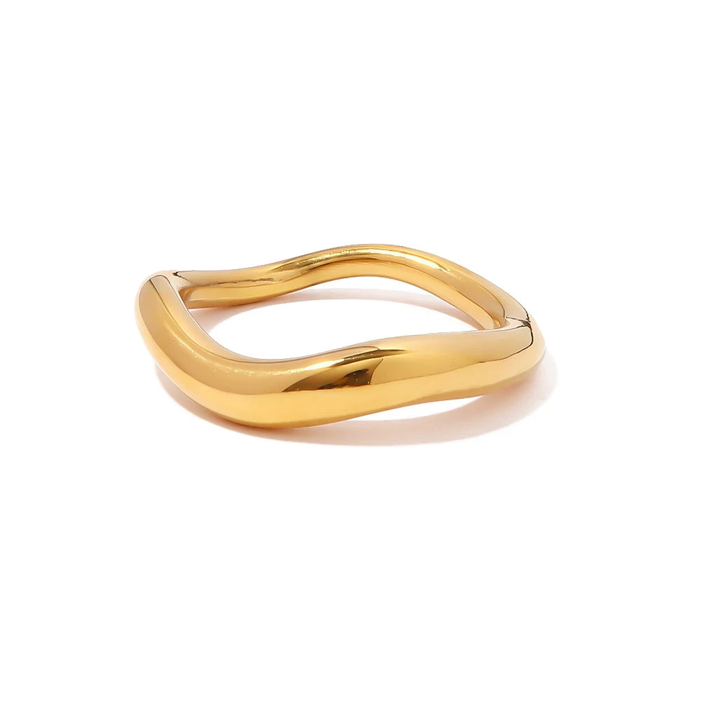 Bagues femme dorées en acier inoxydable – Plaqué or 18K, coquille, perle et zircon, bijoux tendance