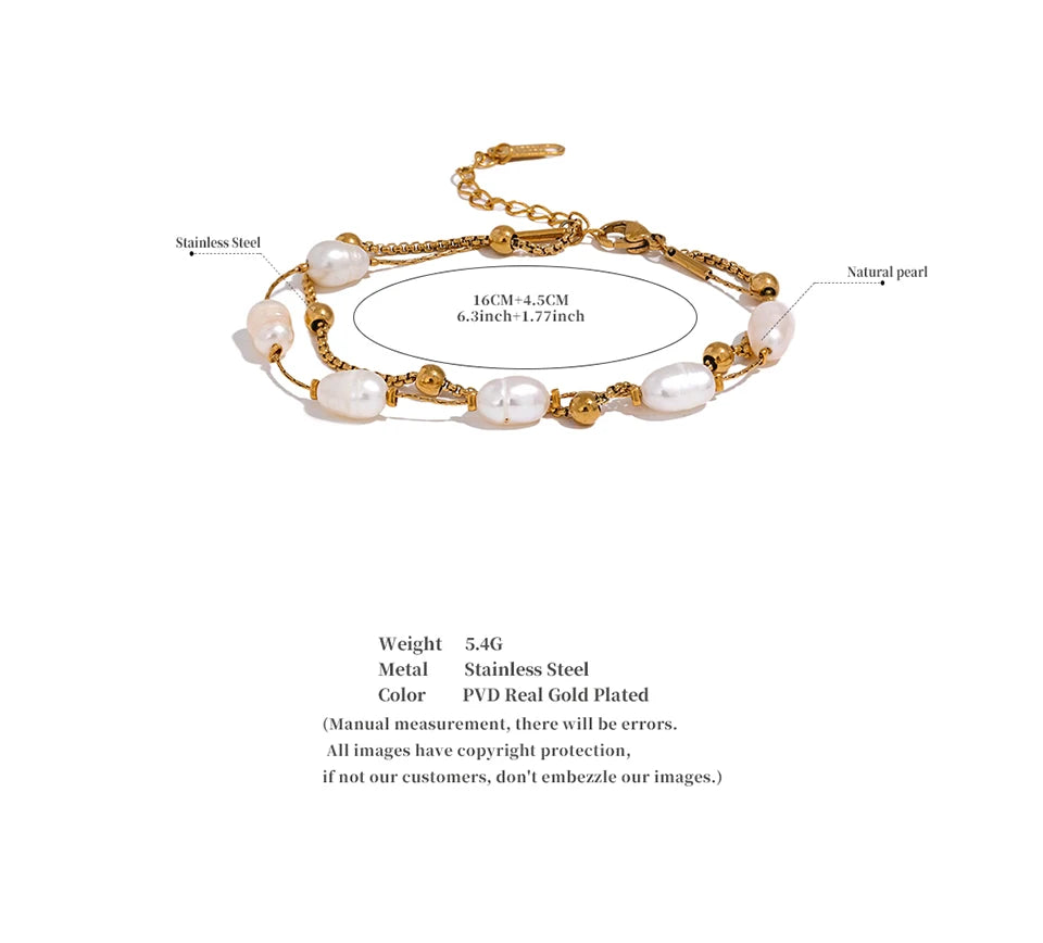 Doppeltes Ketten- und Perlenarmband – Sommerliche Eleganz