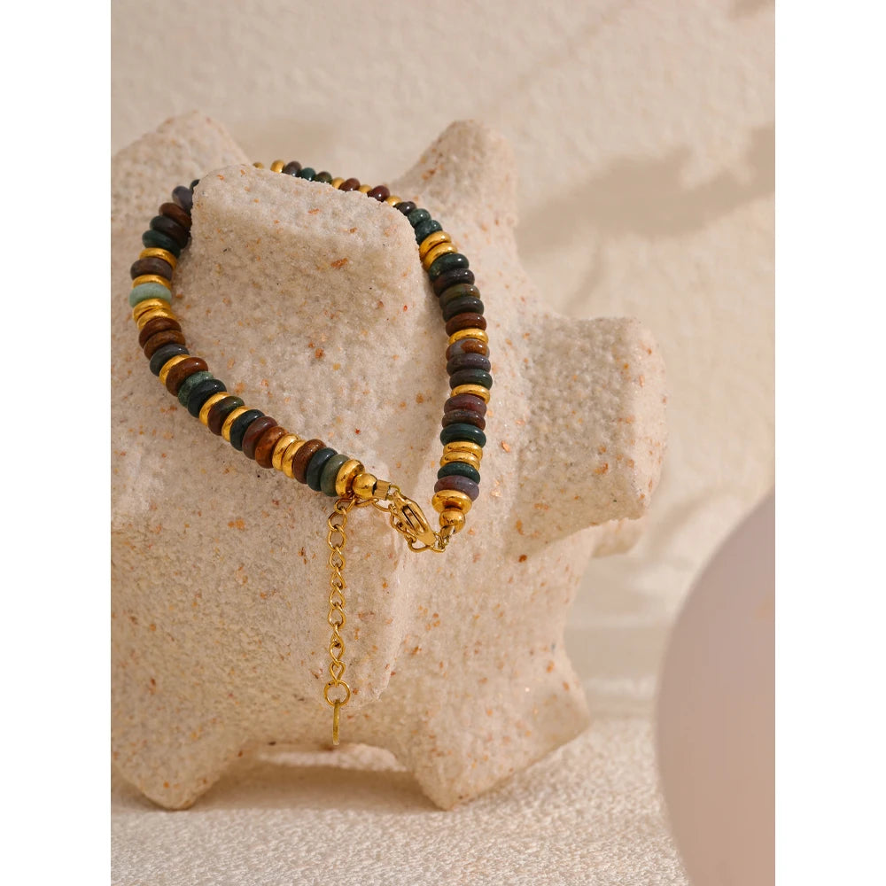 Buntes Perlenarmband – Naturstein & Edelstahl