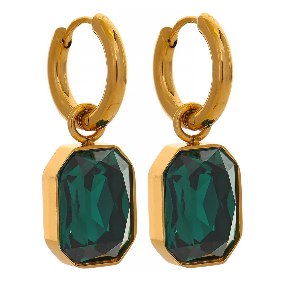 Boucles d'oreilles pendantes en zircon cubique – Acier inoxydable 18K