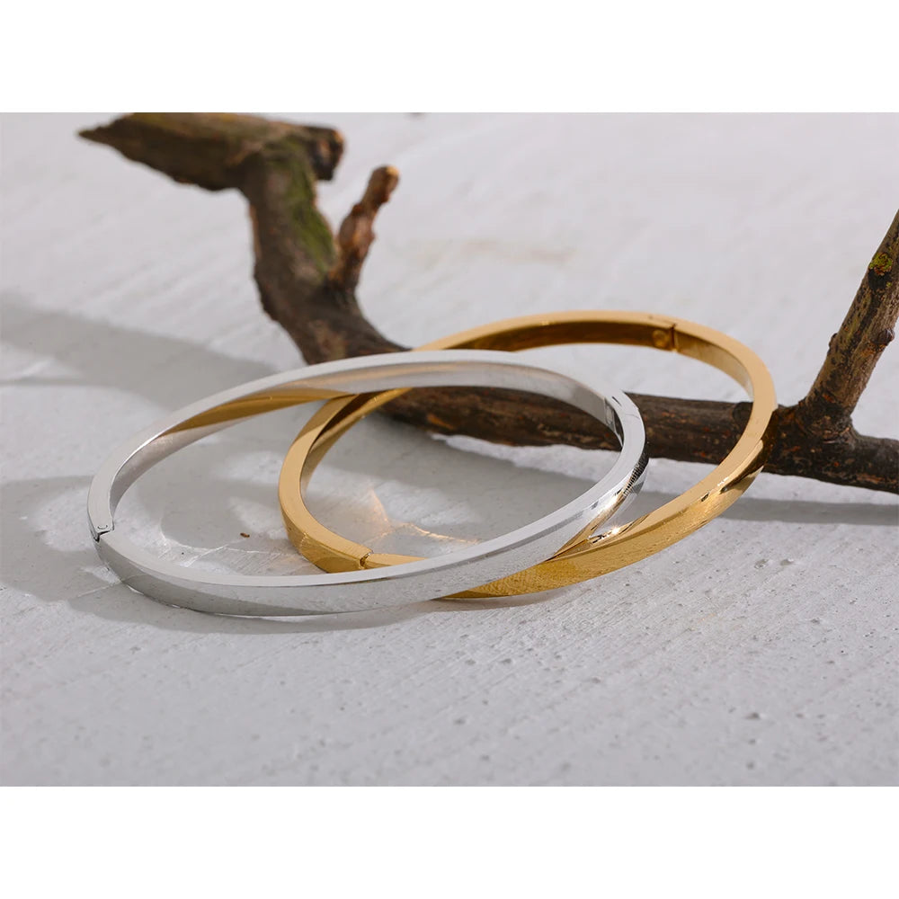 Minimalistisches rundes Armband – 316L Edelstahl, 18 Karat vergoldet, wasserdicht