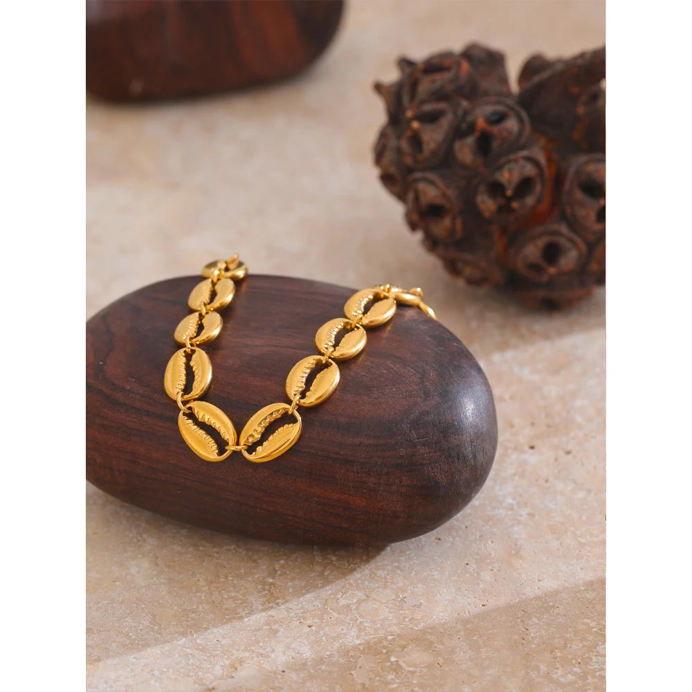 Bracelet Coquillage Doré – Acier Inoxydable Plaqué Or 18K