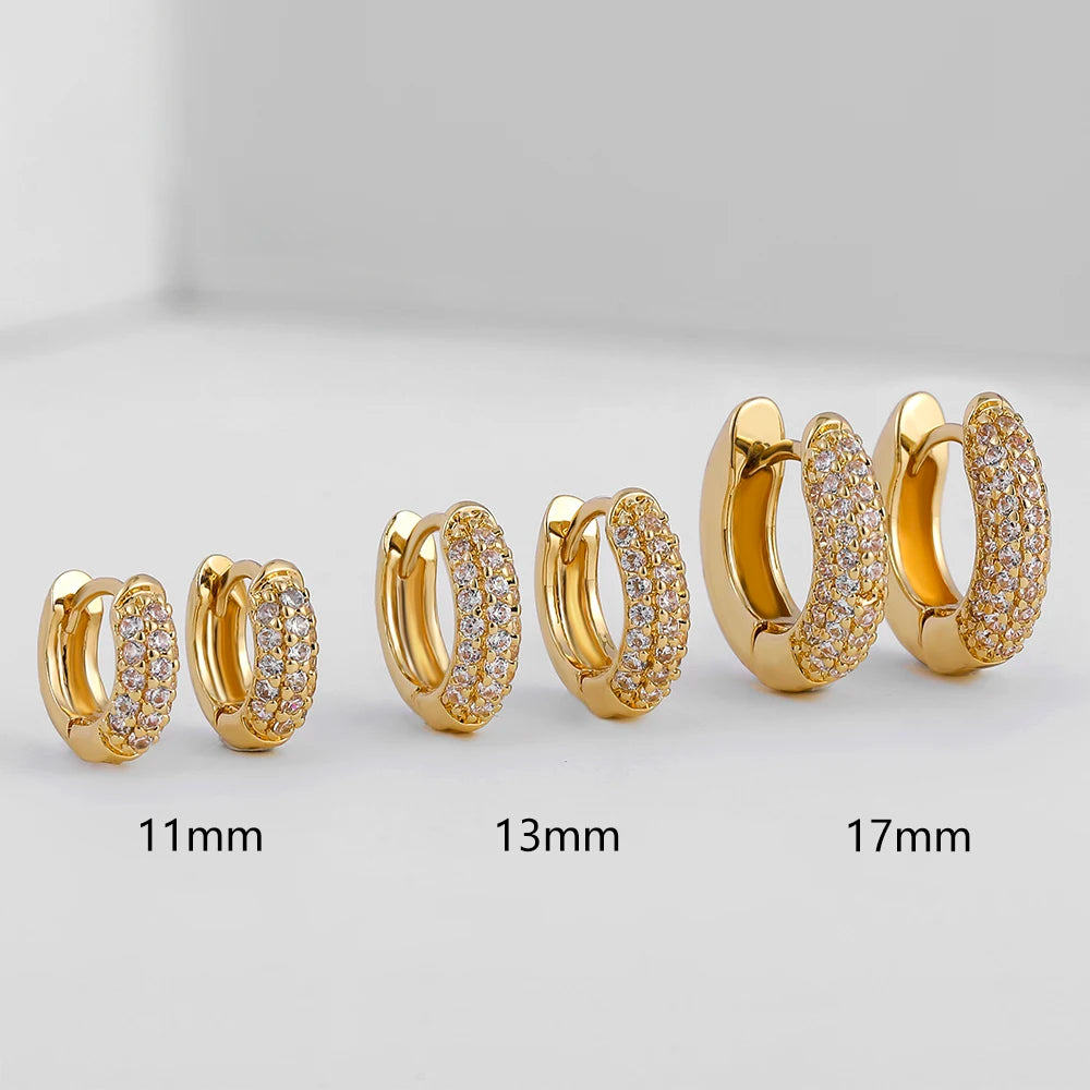 Boucles d’oreilles Huggie en acier inoxydable plaqué or – Créoles fines zircon CZ