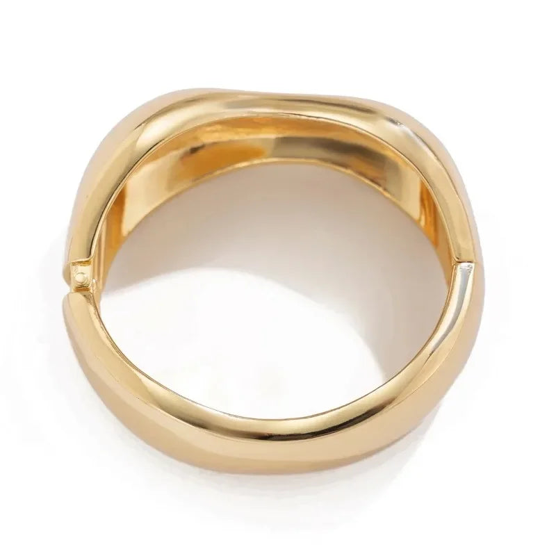 Breites Armreif-Armband – Gold- oder Silbermetall-Finish