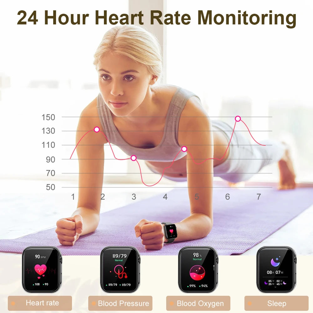 Montre Connectée Bluetooth – Écran AMOLED HD 1.9”, Appels, Tracker Fitness & Santé | Android iOS