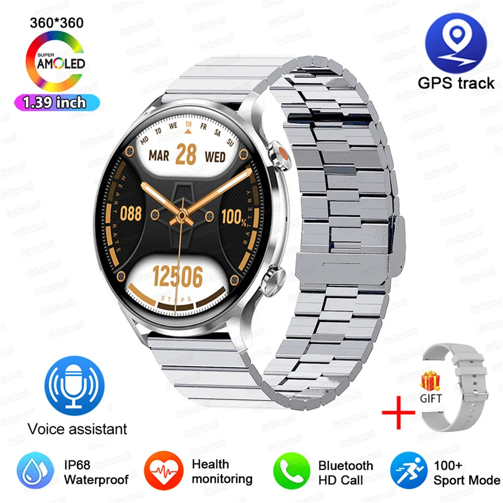 Montre connectée AMOLED homme & femme – Smartwatch Bluetooth, GPS, NFC, étanche IP68, Android & iOS