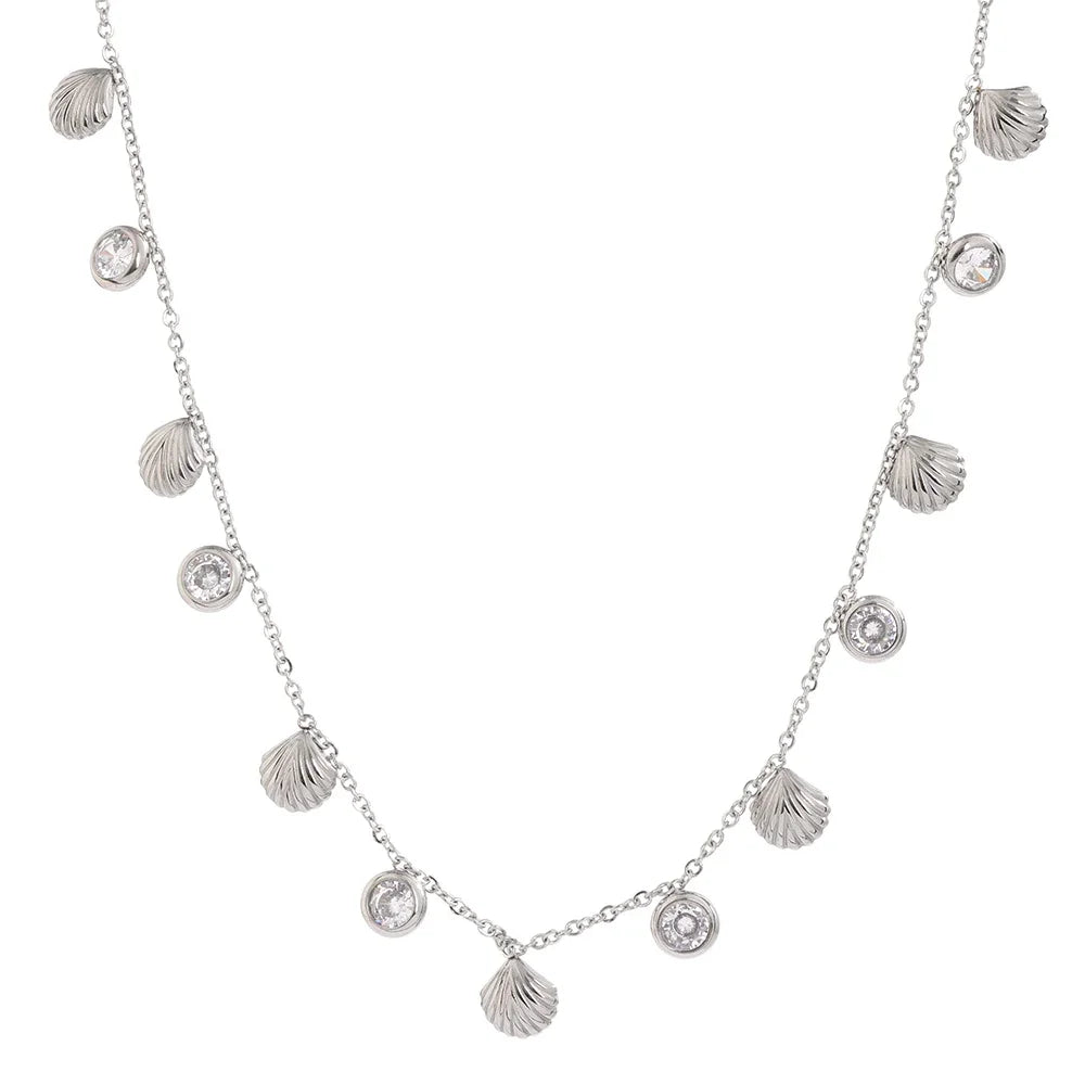 Collier zircons colorés & pampilles – Acier inoxydable doré