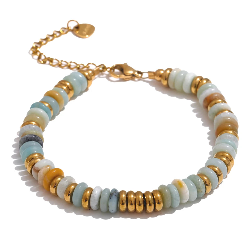 Buntes Perlenarmband – Naturstein & Edelstahl