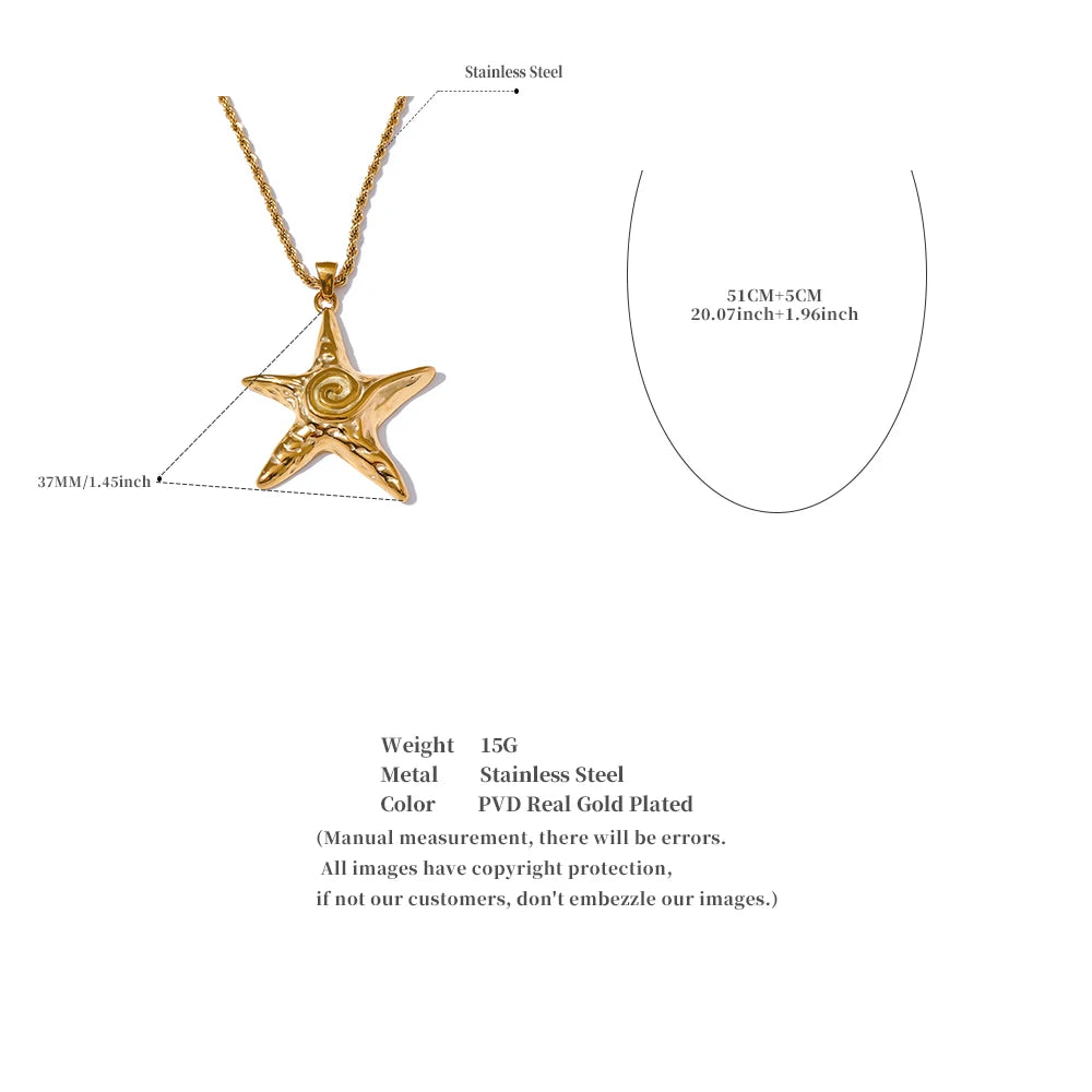 Seestern-Halskette – 316L Edelstahl, 18 Karat vergoldet