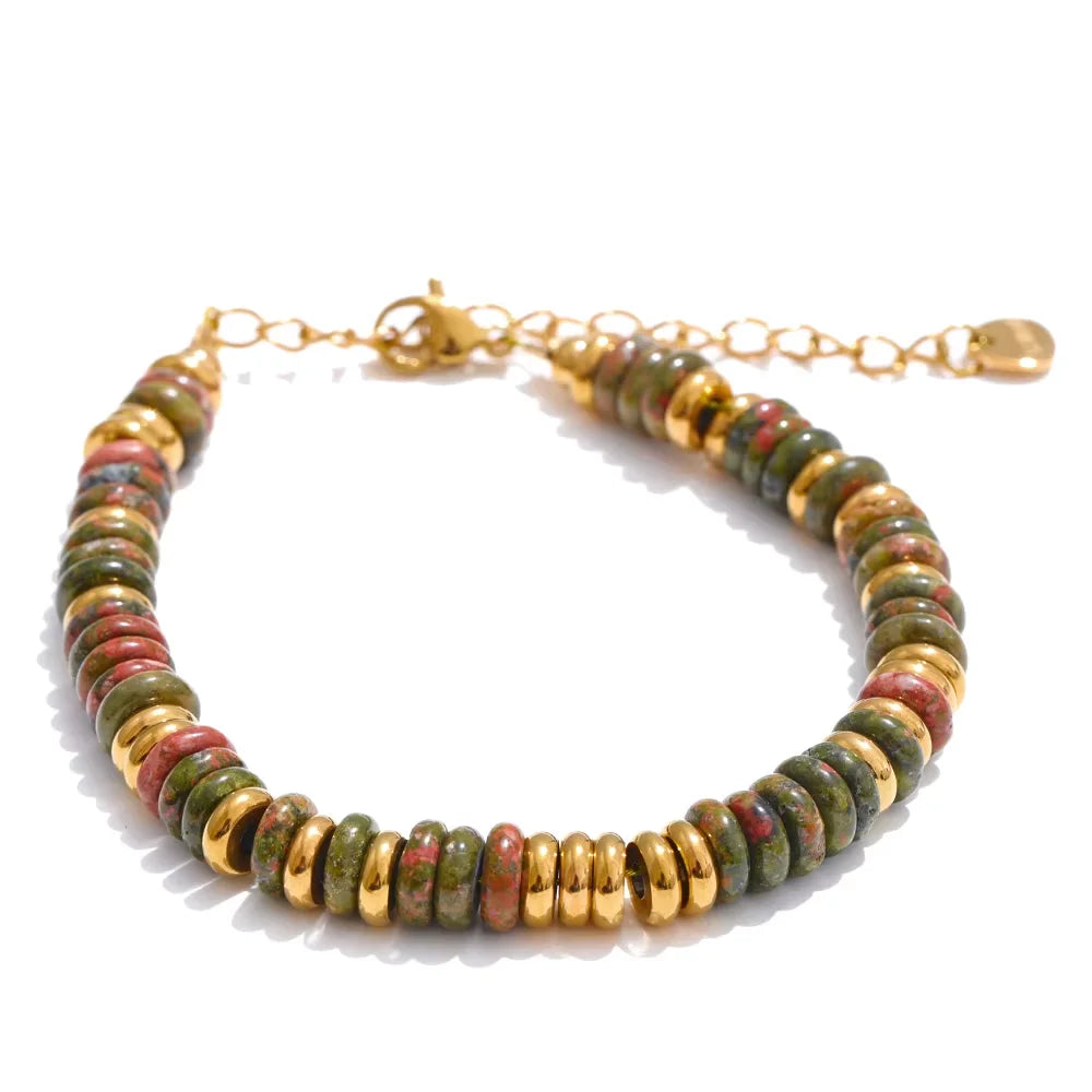 Buntes Perlenarmband – Naturstein & Edelstahl