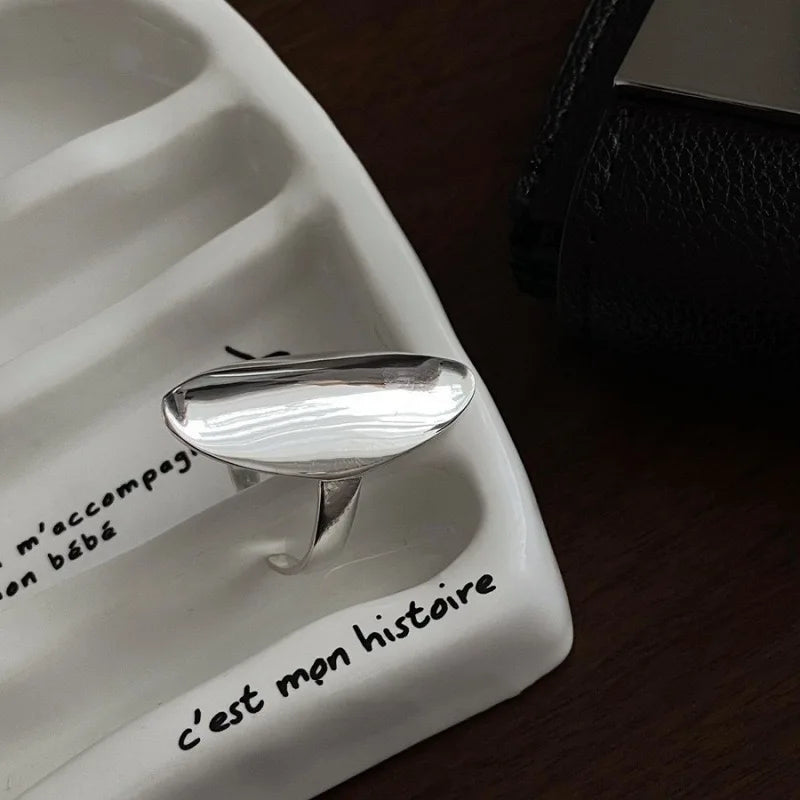 Ovaler Ring aus 925er Silber – minimalistisches & Retro-Design, größenverstellbar