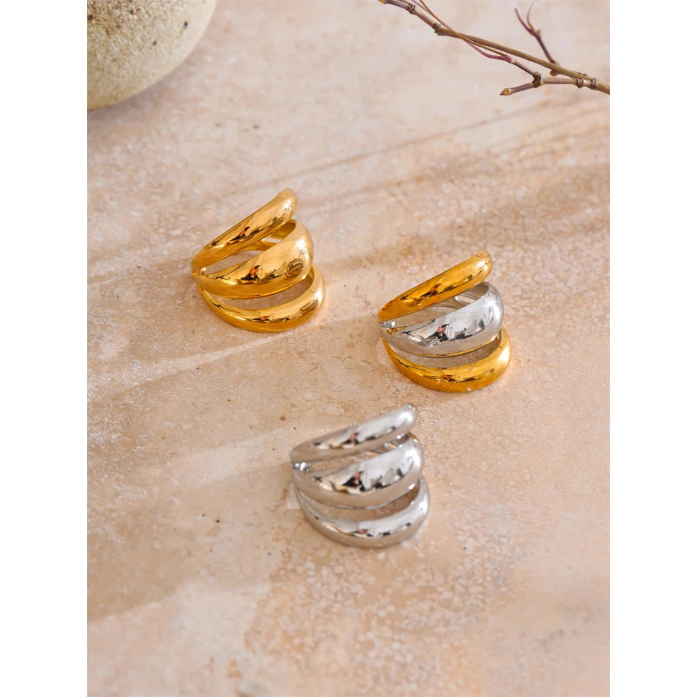 Bague géométrique – Acier inoxydable brillant