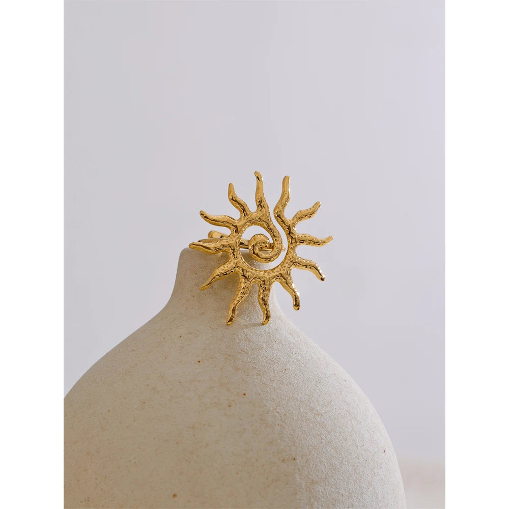 Goldener Sonnenring – 18 Karat Edelstahl, verstellbar