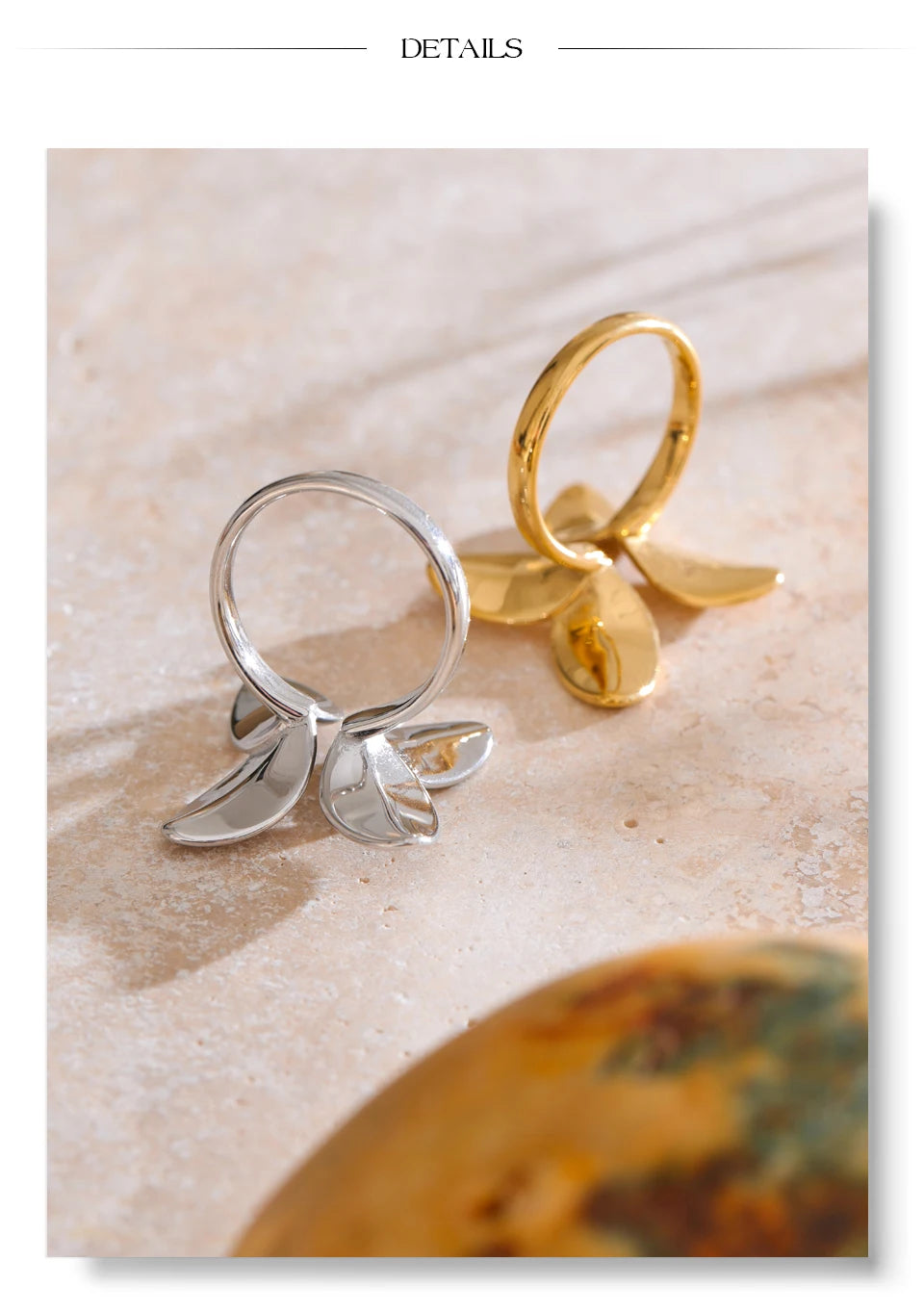 Bague Fleur Sculptée en Acier Inoxydable