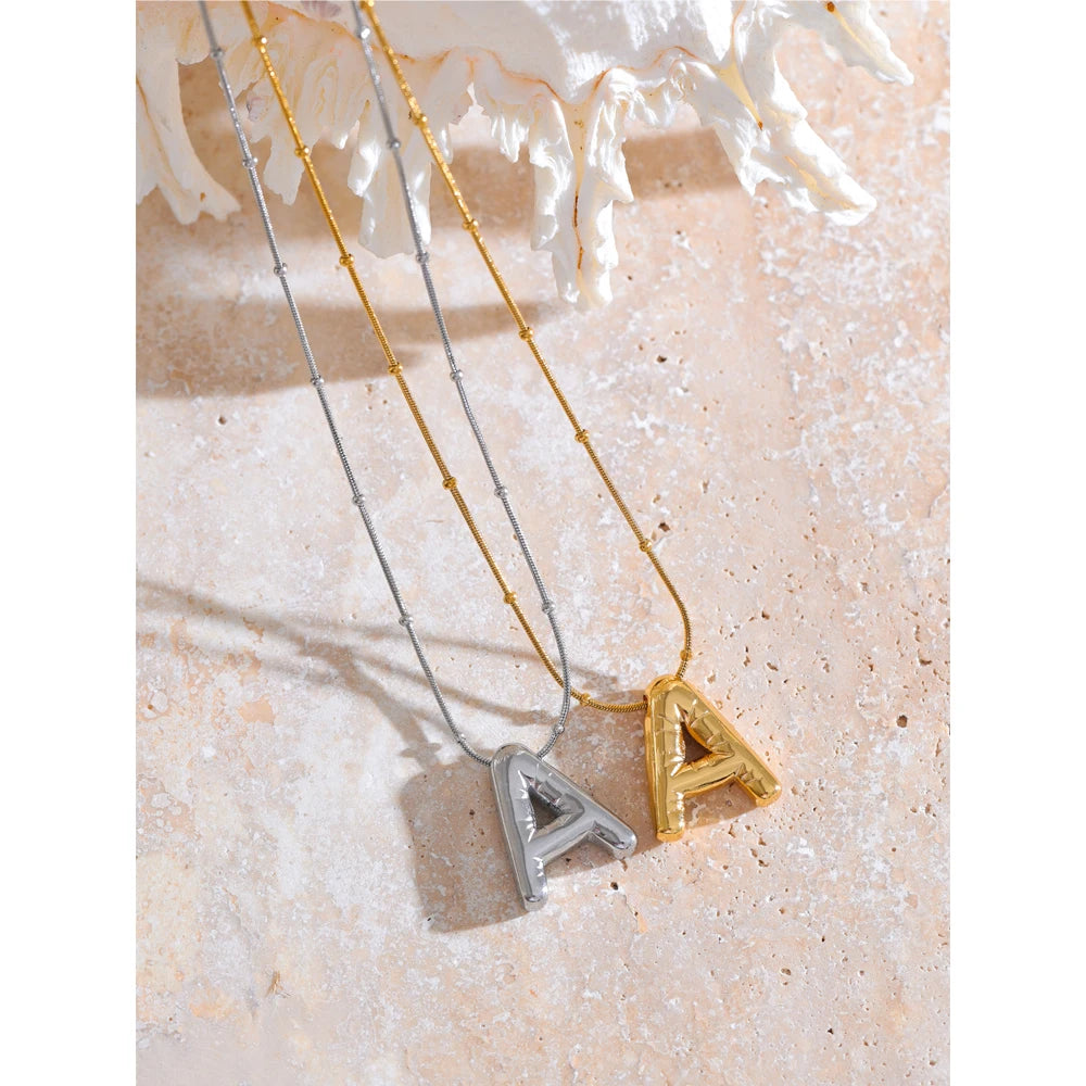 Collier initiale A–Z – Acier inoxydable plaqué or 18K, personnalisable & étanche