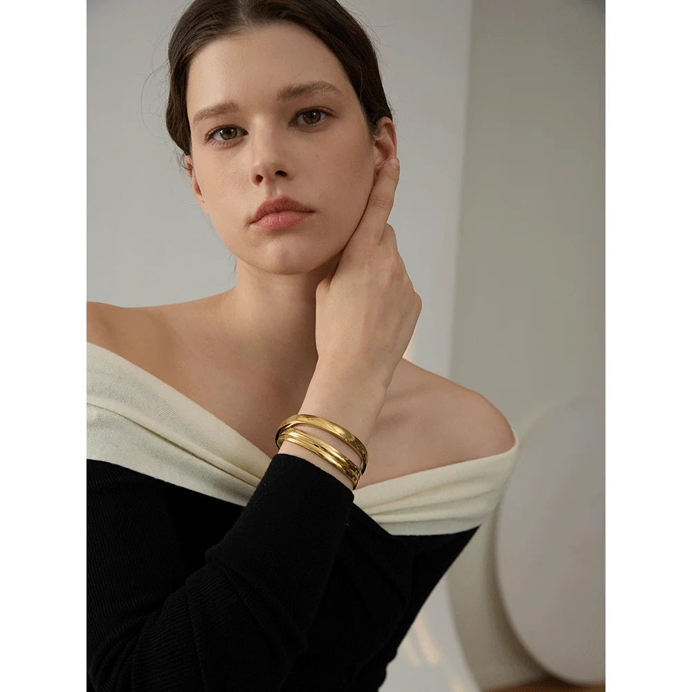 Minimalistisches rundes Armband – 316L Edelstahl, 18 Karat vergoldet, wasserdicht