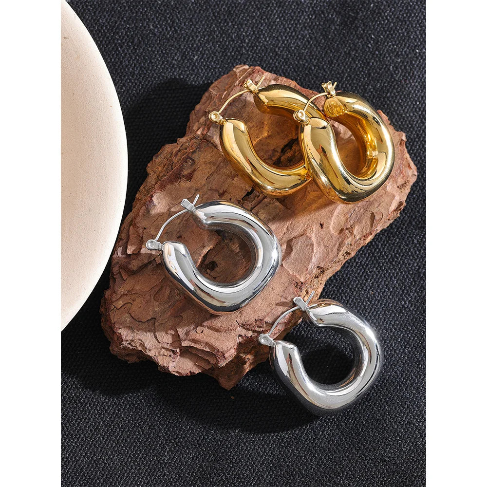 Boucles d’oreilles créoles épaisses en acier inoxydable – Or & argent, waterproof et tendance 2025
