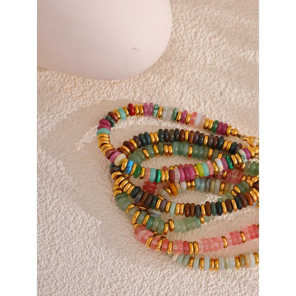 Buntes Perlenarmband – Naturstein & Edelstahl