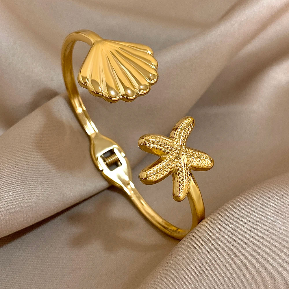Doppeltes Blumen-Armband – Edelstahl in Gold oder Silber