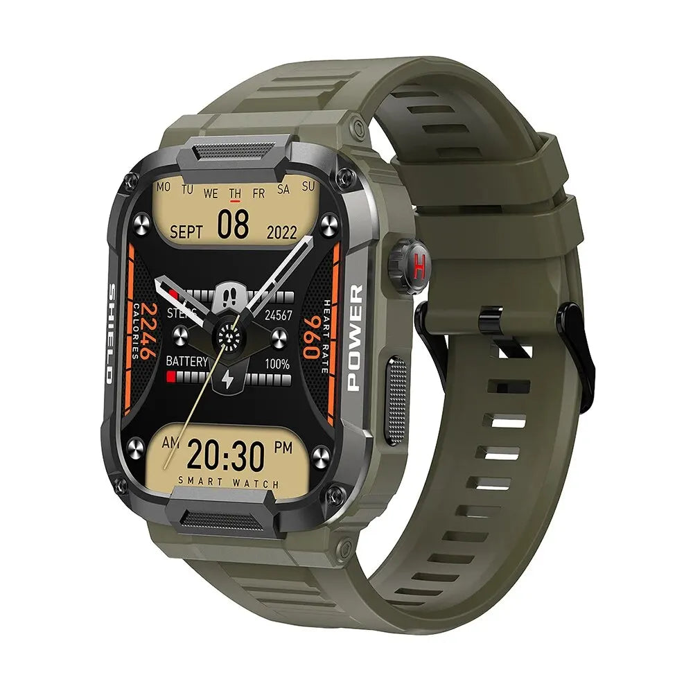 Montre Connectée Militaire Homme – Étanche IP68, Appels Bluetooth, Sport & Extérieur | Android iOS