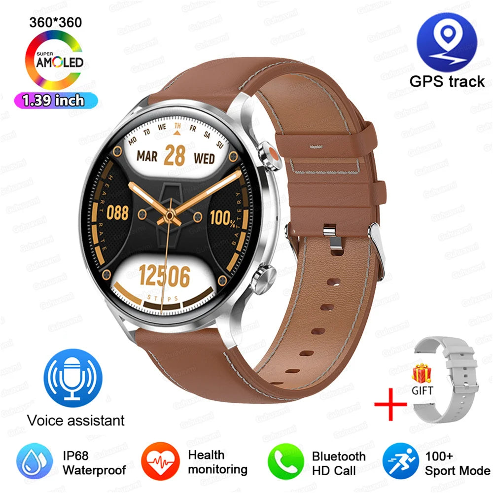 Montre connectée AMOLED homme & femme – Smartwatch Bluetooth, GPS, NFC, étanche IP68, Android & iOS