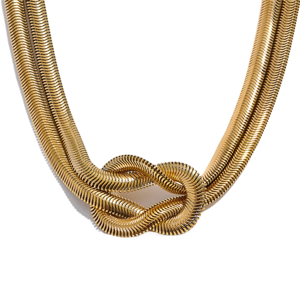 Knotenhalskette und -armband – 316L Edelstahl, goldene Schlangenkette
