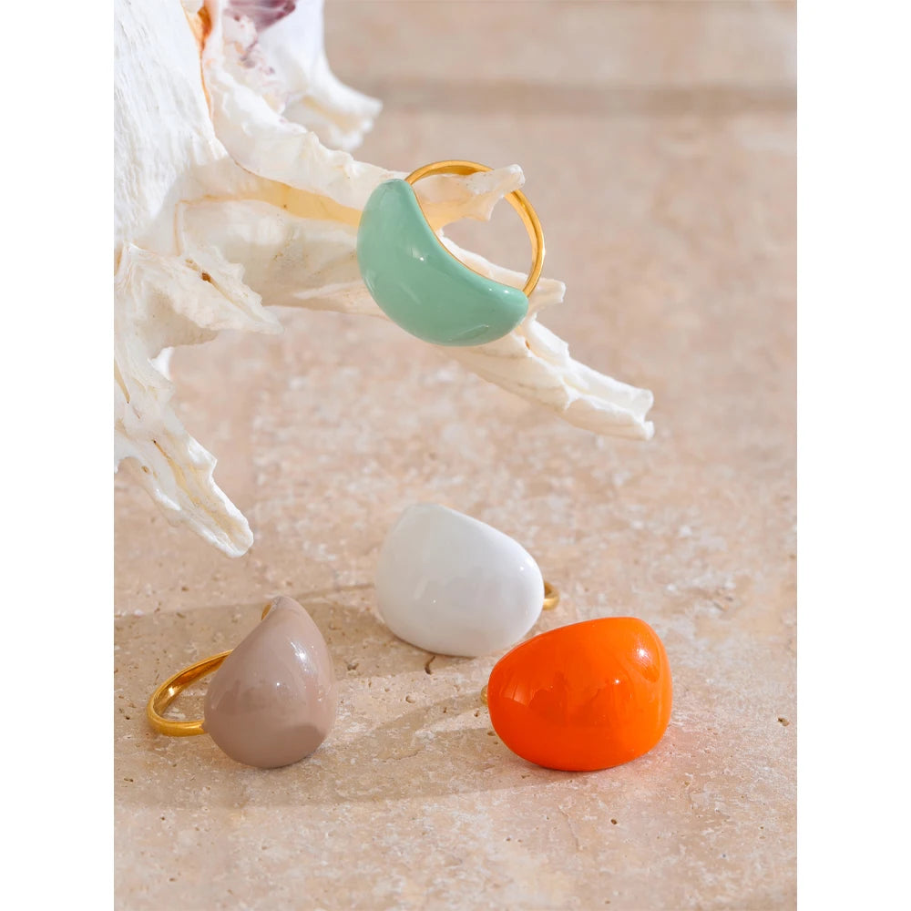 Mehrfarbiger Emaille-Ring - Candy-Effekt, verstellbarer Edelstahl