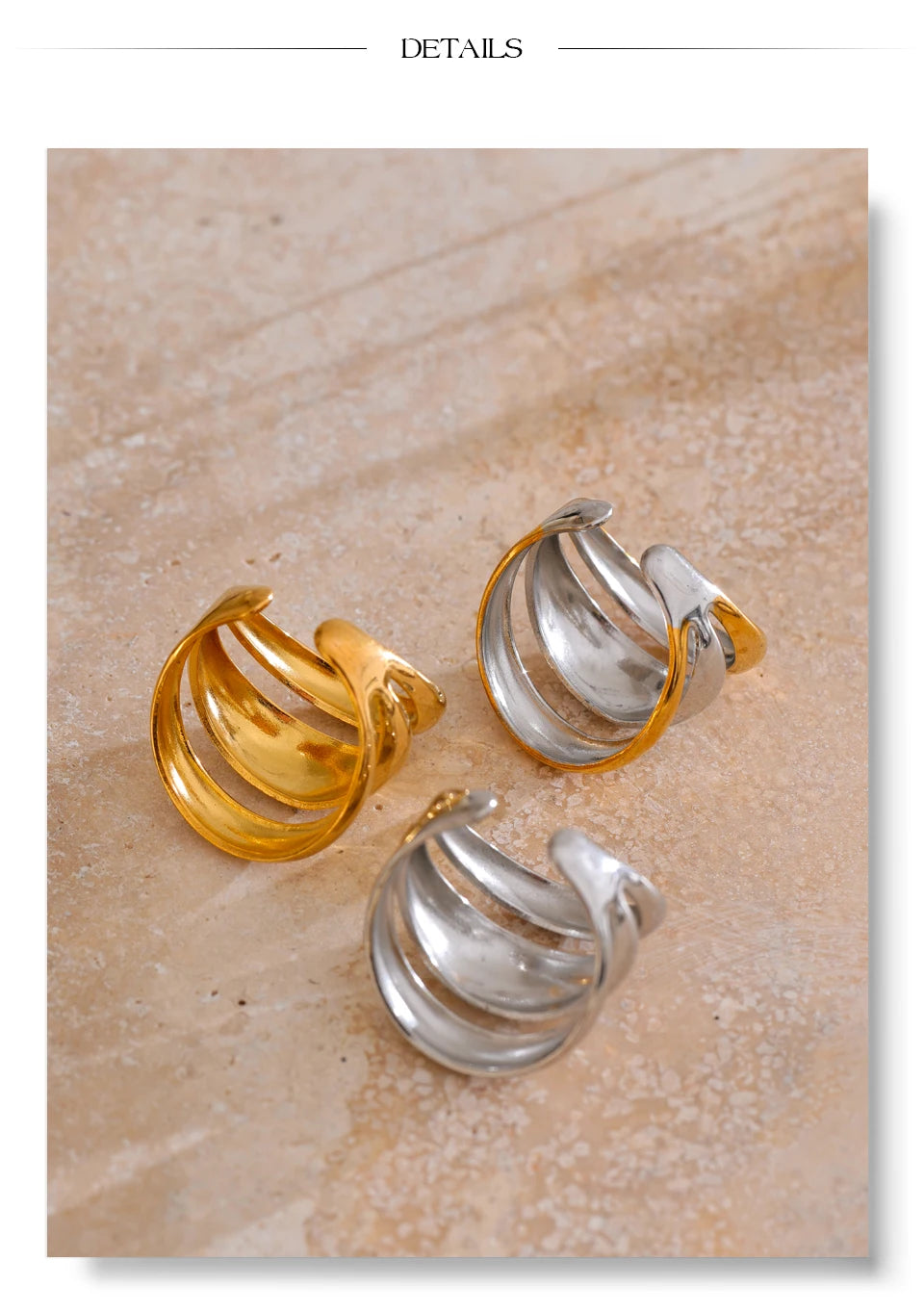 Bague géométrique – Acier inoxydable brillant