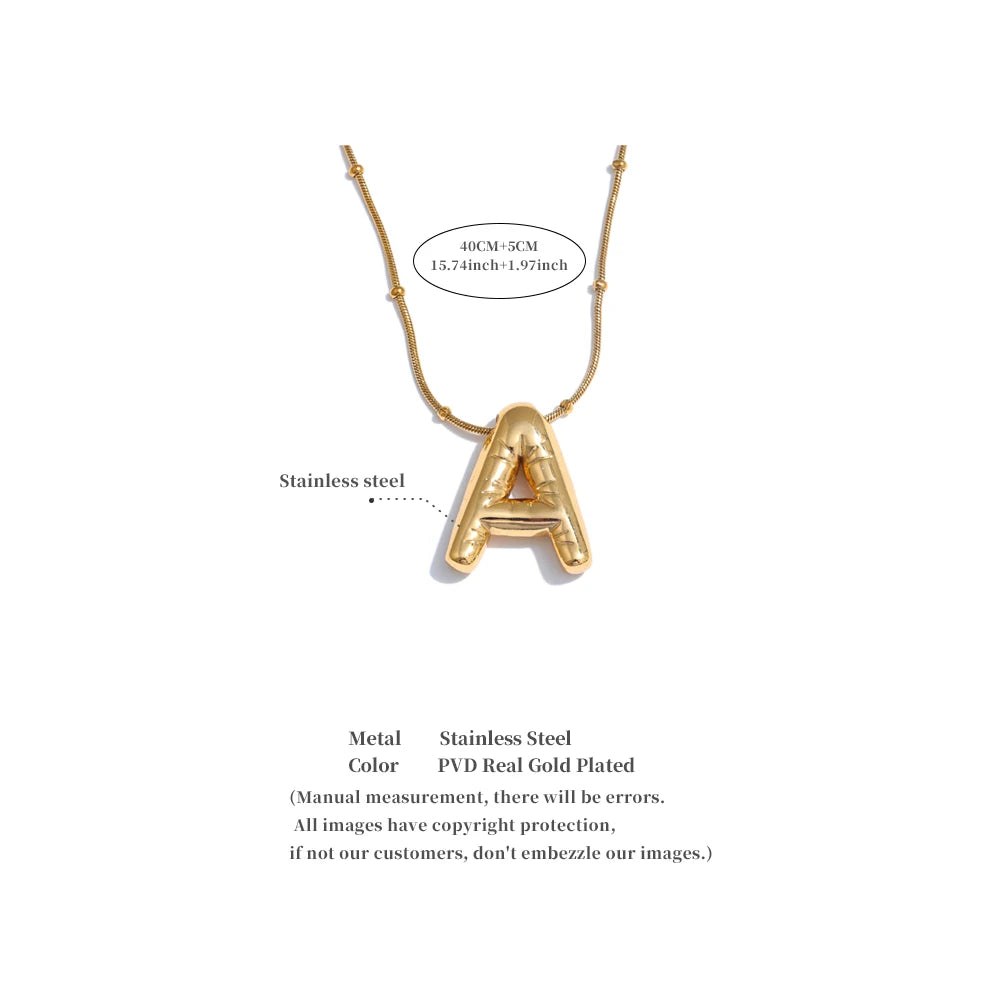Collier initiale A–Z – Acier inoxydable plaqué or 18K, personnalisable & étanche