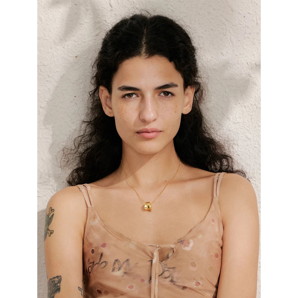 Collier pendentif géométrique femme – Chaîne amovible acier inoxydable doré & argenté – Bijoux créatifs