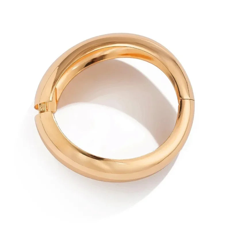 Breites Armreif-Armband – Gold- oder Silbermetall-Finish