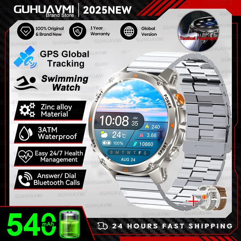 T-Rex 3 Smartwatch – Dualfrequenz-GPS, 3 ATM, Kompass, Höhenmesser, Multisport-Herrenuhr