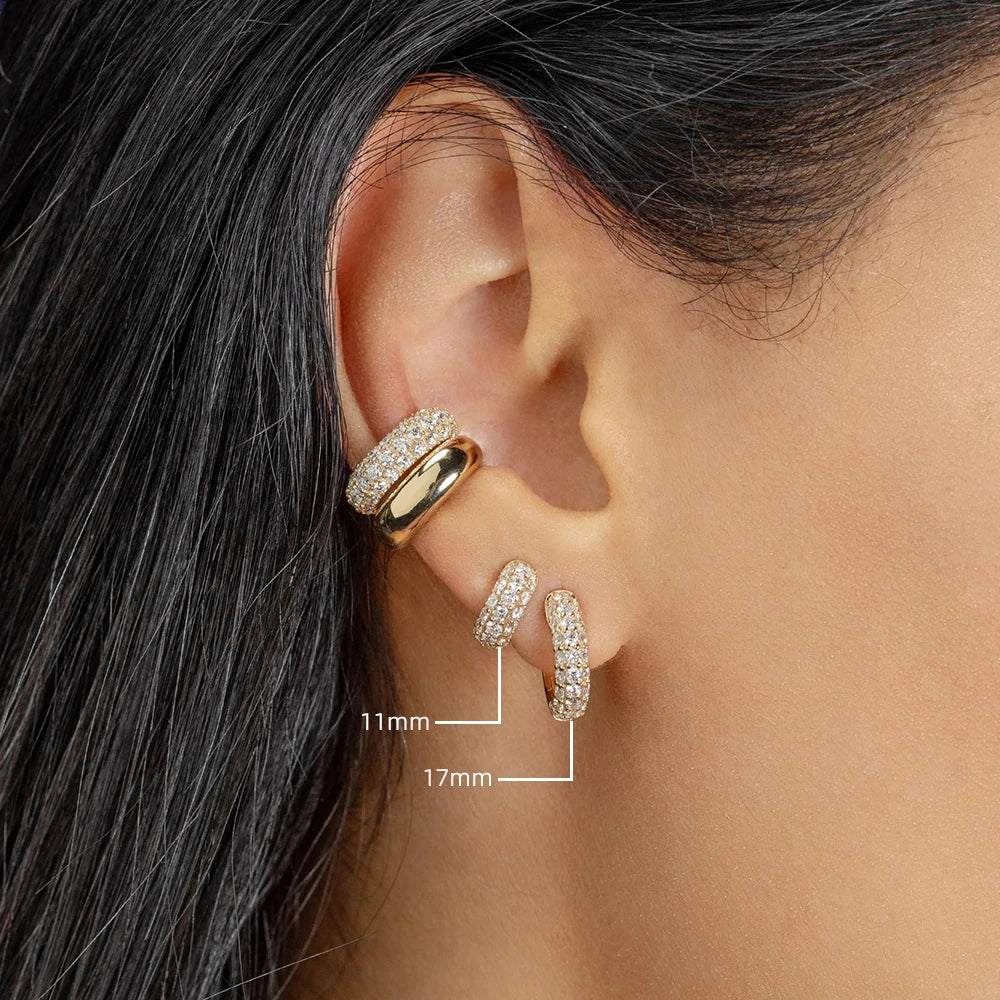 Boucles d’oreilles Huggie en acier inoxydable plaqué or – Créoles fines zircon CZ
