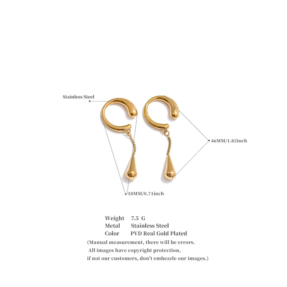 Ear cuff chaîne goutte – doré ajustable
