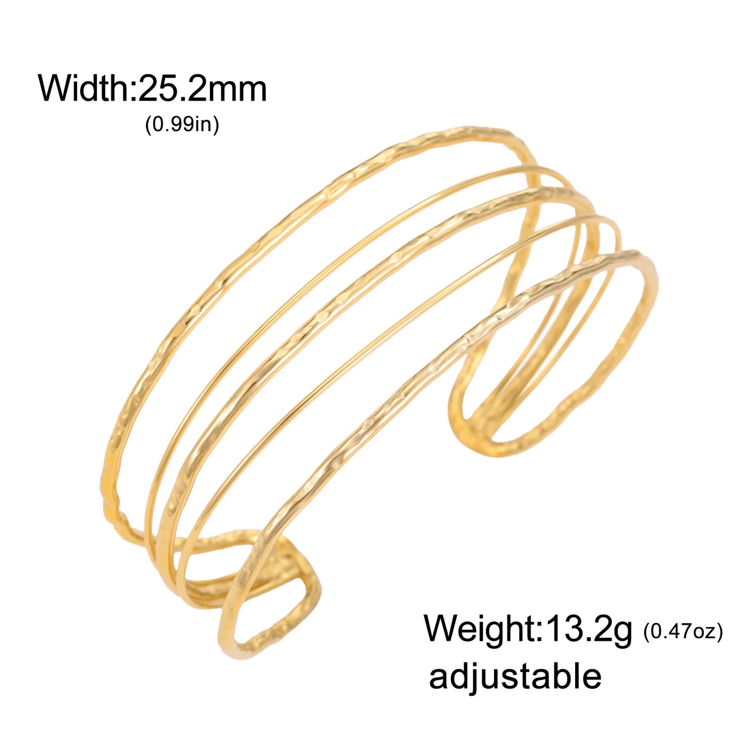 Mehrreihiges Armreif-Armband – Gold- oder Silber-Edelstahl
