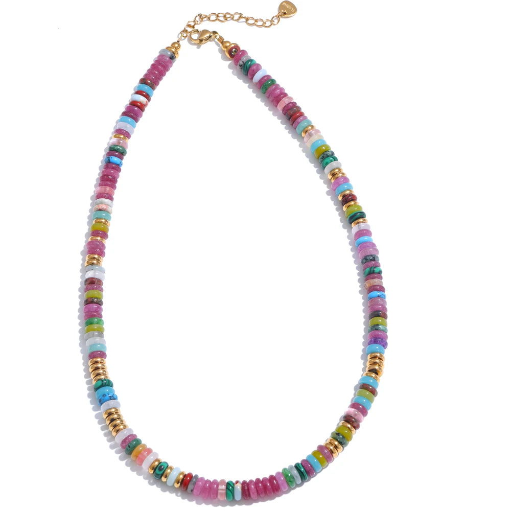 Collier perles colorées – Pierre naturelle