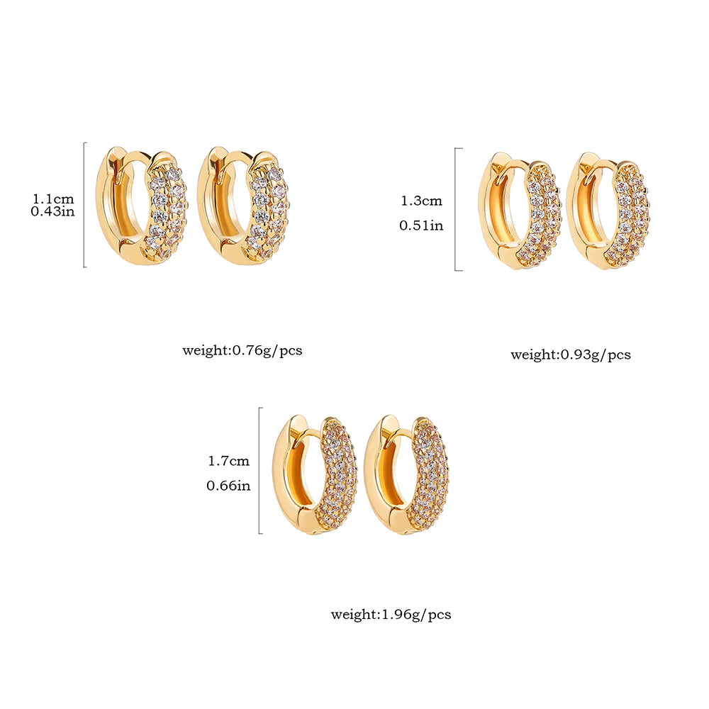 Boucles d’oreilles Huggie en acier inoxydable plaqué or – Créoles fines zircon CZ