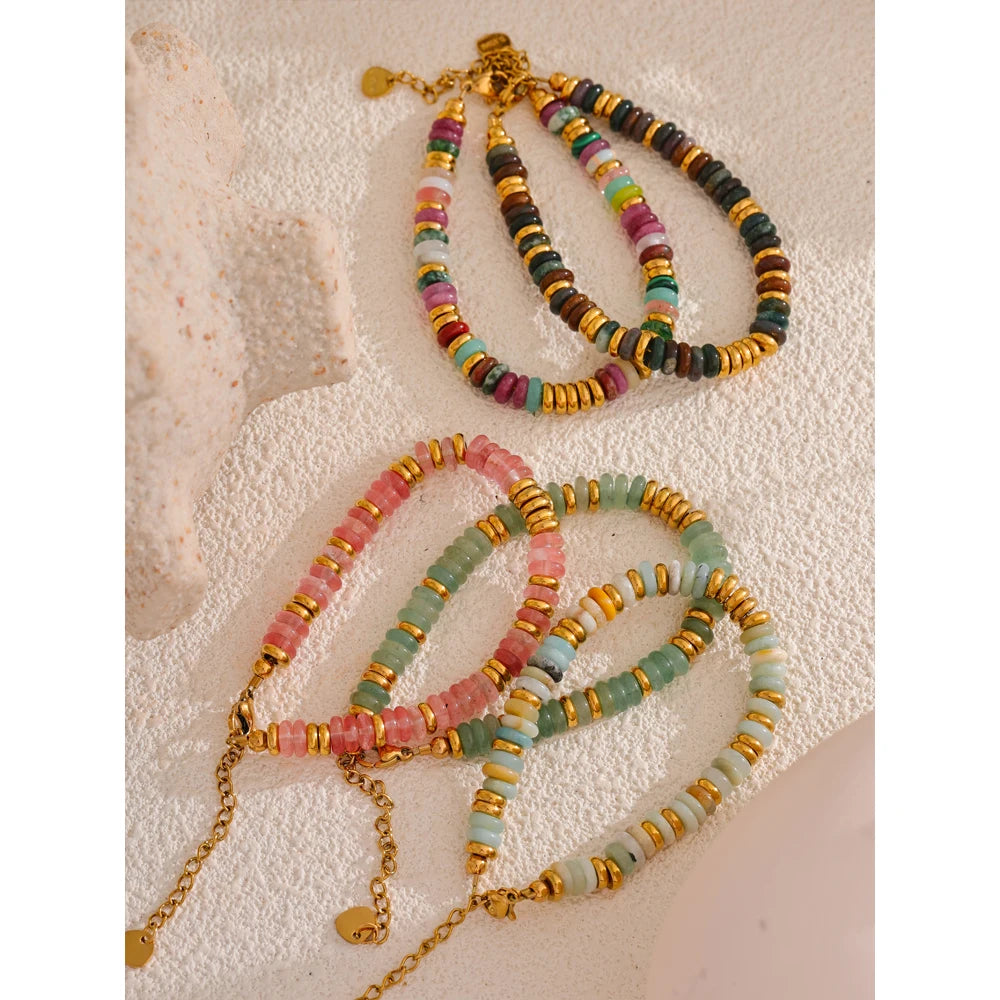 Buntes Perlenarmband – Naturstein & Edelstahl