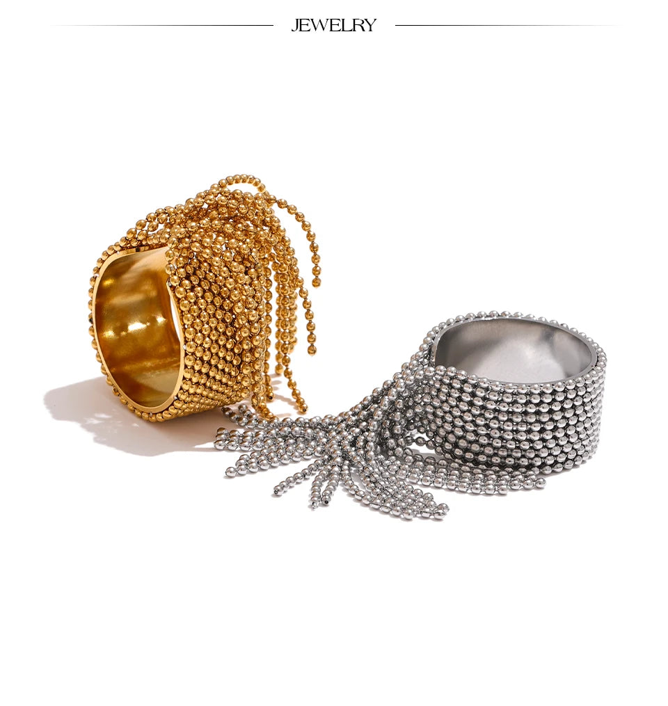 Bague chaîne gland – Acier inoxydable plaqué or 18K, réglable