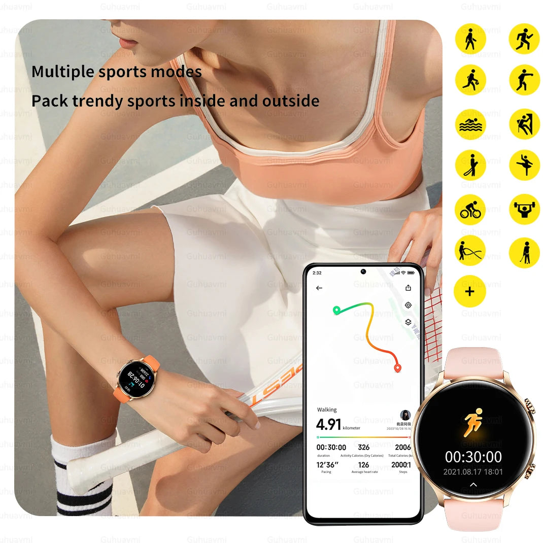 Montre connectée AMOLED homme & femme – Smartwatch Bluetooth, GPS, NFC, étanche IP68, Android & iOS