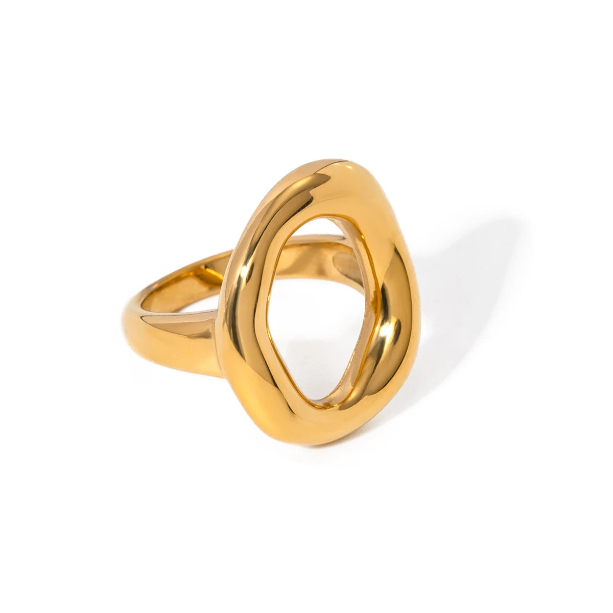Bagues femme dorées en acier inoxydable – Plaqué or 18K, coquille, perle et zircon, bijoux tendance