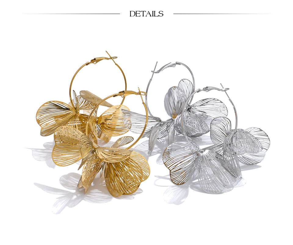 Boucles d’oreilles fleur dorée – Design exclusif, acier inoxydable