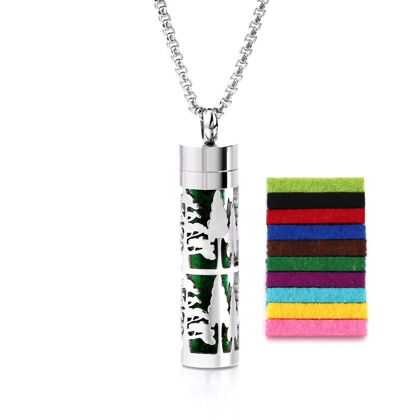 316L Diffusor-Halskette für ätherische Öle – Aromatherapie-Schmuck mit 10 farbigen Pads