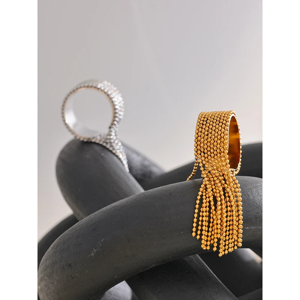 Bague chaîne gland – Acier inoxydable plaqué or 18K, réglable