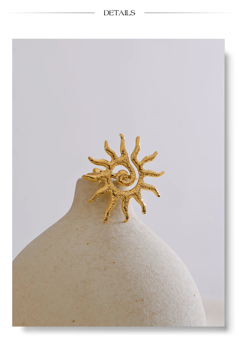 Goldener Sonnenring – 18 Karat Edelstahl, verstellbar