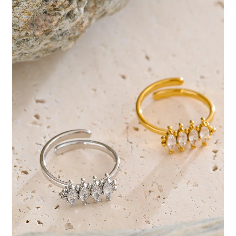 Bague ajustable au zirconium – éclat délicat et design moderne