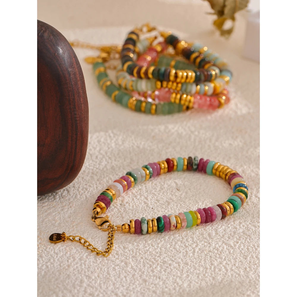 Buntes Perlenarmband – Naturstein & Edelstahl