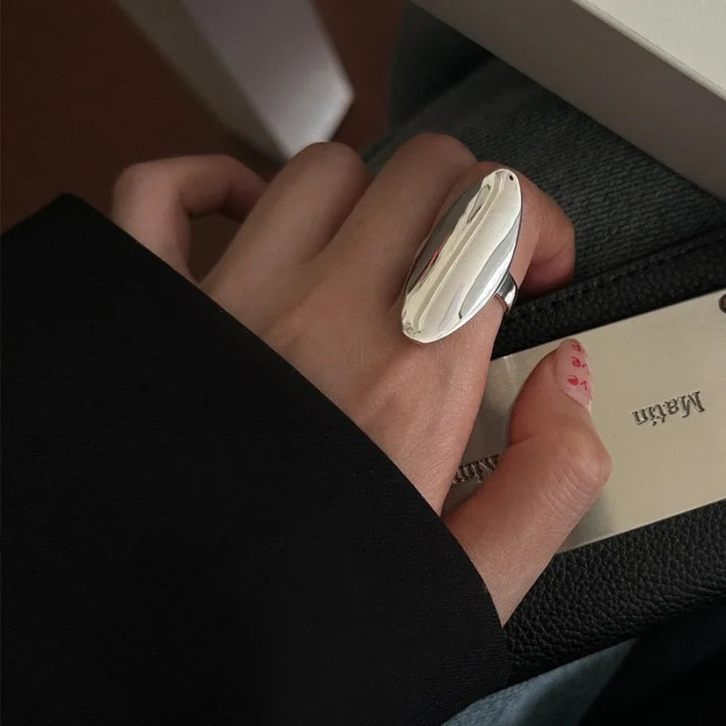 Ovaler Ring aus 925er Silber – minimalistisches & Retro-Design, größenverstellbar